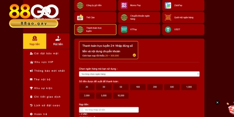 Hướng dẫn xử lý, khắc phục lỗi nạp tiền 88go